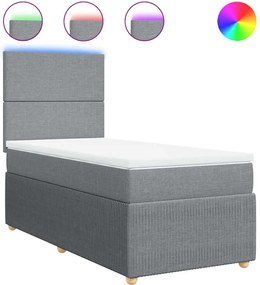 vidaXL Pat box spring cu saltea, gri deschis, 100x200 cm, textil