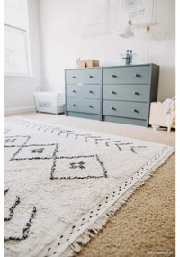 Covor crem lavabil/țesut manual din bumbac 170x120 cm Bereber Rhombs – Lorena Canals