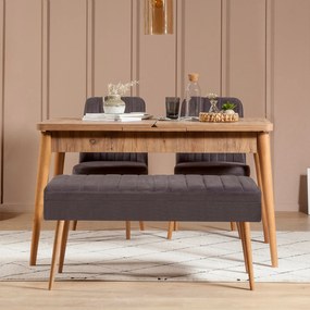 Masă de sufragerie extensibilă cu 2 scaune și bancă Vlasta (pin antlantic + antracit). 1073061