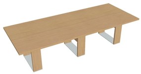 Masă de conferință Verno+ S 300 x 120 cm, stejar deschis / maro