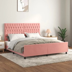 3125957 vidaXL Cadru de pat cu tăblie, roz, 180x200 cm, catifea