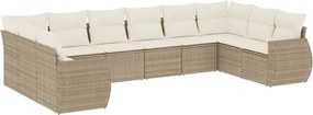 vidaXL Set canapele de grădină cu perne, 10 piese, bej, poliratan