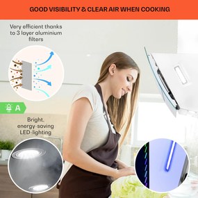 Klarstein Clara 60, hotă, 509 m³/h, ecran tactil, iluminare ambientală