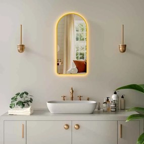 Oglinda cu iluminare si dezaburire Fluminia Gaudi 50x100 cm finisaj bronz periat