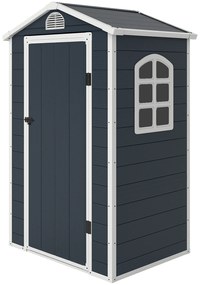 Outsunny Casa de unelte 1,9m², adăpost rezistent la intemperii cu acoperiș în două ape și ușă, 134x104x204cm, Gri închis | Aosom Romania