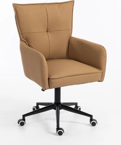 HR250K Scaun Piele Ecologică Premium Soft Culoare Caramel Bază Neagră