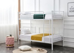 Pat supraetajat metalic Bunky alb - 90 x 200 cm