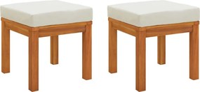 vidaXL Scaune grădină cu perne, 2 buc., 40x40x42 cm, lemn masiv acacia