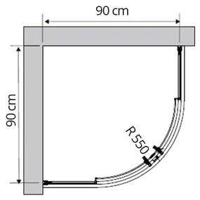 Cabina dus semirotunda crom 80x80 cm, Mediterraneo Meda 800x800 mm