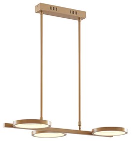 Lampă modernă cu pandantiv aurie, inclusiv LED, reglabilă în 3 trepte, 3 lumini - Vivé