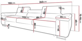 Canapea Terazuro 3 (Gri + Alb) . 1104624