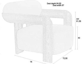 Fotoliu albastru prăfuit cu tapițerie din țesătură bouclé Oolong – Zuiver