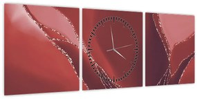 Tablou - Floare abstractă roșie N⁰2 (cu ceas) (90x30 cm)