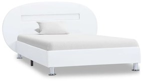 285433 vidaXL Cadru de pat cu LED, alb, 100 x 200 cm, piele ecologică