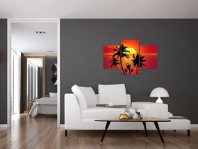 Tablou - Silueta insulei cu palmieri (90x60 cm)