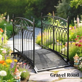 Outsunny Pod de grădină din metal 135,5 cm Pod pentru iaz cu balustrade de siguranță Aspect antic Rezistent la rugină Montaj ușor | Aosom Romania