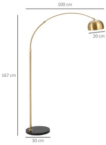 Lampa de podea cu abajur, 30x100x167cm, aurie HOMCOM | Aosom RO