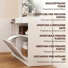 HOMCOM Bufet de Bucătărie cu Uși Amortizate, 2 Dulapuri, Raft Deschis, și 2 orificii pentru cabluri, 120x40x75 cm, Alb | Aosom Romania