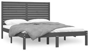 3104620 vidaXL Cadru de pat, gri, 160x200 cm, lemn masiv