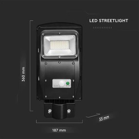 Lampă LED stradală solară dimabilă LED/6W/3,2V 6000K IP65 5000 mAh + telecomandă