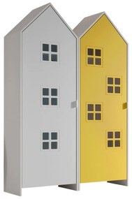 Set 2 dulapuri pentru copii Casami Bruges tip căsuță de plajă – More Yellow și alb – Vipack
