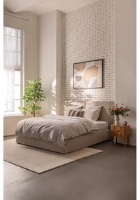Pat matrimonial bej tapițat cu spațiu de depozitare cu somieră 180x200 cm Thessa Bold – Bonami Selection
