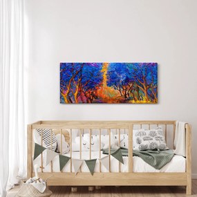 Tablou - Coroane de copac de toamnă, impresionism modern (120x50 cm)