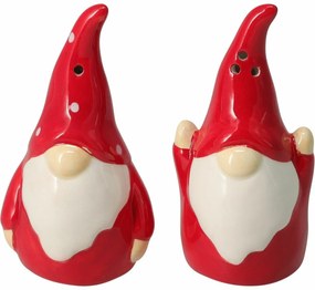 Solniță și piperniță de Crăciun din ceramică Spiriduș de Crăciun