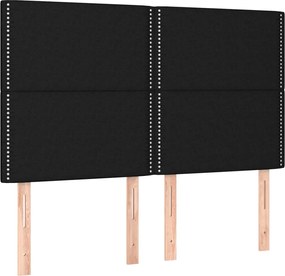 vidaXL Tăblie de pat neagră 144x5x118/128 cm, material textil