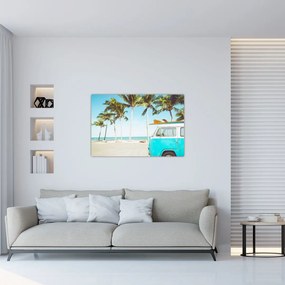 Tablou - Vintage, furgonetă, plajă (90x60 cm)