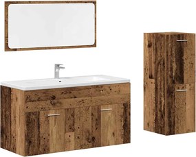 vidaXL Set mobilier de baie, 3 piese, lemn vechi, lemn prelucrat