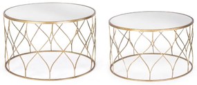 Set 2 masute de cafea din metal si sticla Elenor Round