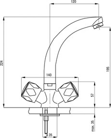 Teno Baterie pentru chiuvetă Finisaj: Crom BON_020D