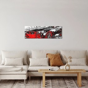 Tablou - Mașina pictată în acțiune (cu ceas) (90x30 cm)