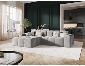 Colțar gri deschis cu tapițerie din catifea (pe partea stângă) Kendal – Micadoni Home