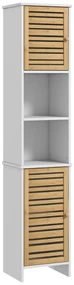 HOMCOM Mobilier Coloană Depozitare Baie bicolore, 2 dulapuri cu raft reglabil și 2 nișe, 35L x 30A x 170Î cm | Aosom Romania