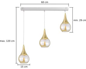 Lustră pe cablu LACRIMA WHITE 3xE27/60W/230V