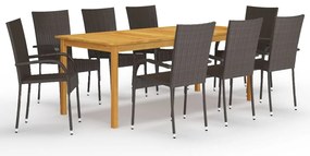 vidaXL Set mobilier de grădină, 9 piese, maro