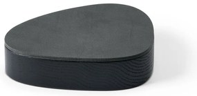 Cutie de depozitare neagră-gri antracit din lemn și din piele ecologică cu capac, decorativă 14x12,5x3,5 cm Curve Nupo – LIND DNA