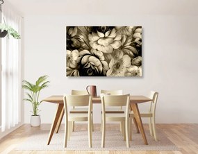 Tablou lumea impresionistă a florilor în design sepia