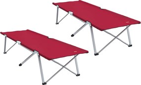 vidaXL Pat pliabil pentru camping 2 pcs Roșu 194 x 62,5 x 42,5 cm