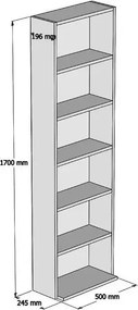 Biblioteca/etajera carti, Homs Design, nuc, 160 x 50 x 20 cm, PAL