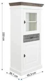 Vitrina Cu 2 Usi Si 1 Sertar Cabana Alb Si Antracite , 65.3 Cm