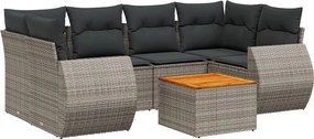 vidaXL Set canapele de grădină, 7 piese, cu perne, gri, poliratan