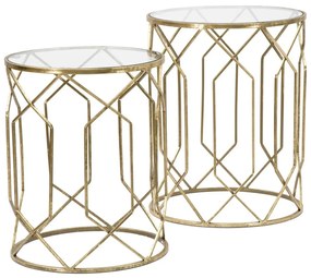 Măsuțe auxiliare rotunde cu blat din sticlă 2 buc. ø 42 cm Tunisi – Mauro Ferretti