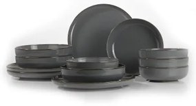 Set de veselă, 12 piese, gri/porțelan