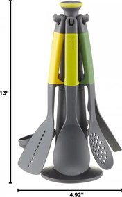Set de ustensile pentru bucatarie Joseph Joseph 10118 Elevate™, 7 piese, 200 °C, Fara BPA, Suport, Multicolor