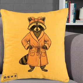 Perna Decorativa Albinuta Kawaii Vesela, 40x40 cm, Galben, Husa Detasabila, Perna Inclusa, BEKZ®