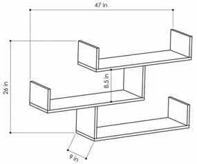 Etajeră de perete TIBET 67x120 cm antracit