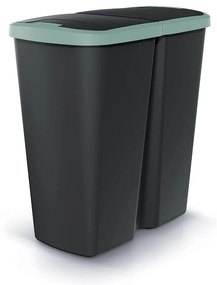 Coș de gunoi DUO negru, 45 l, verde/negru